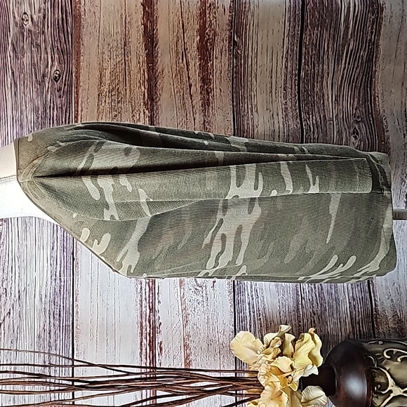 STYLE & CO GREEN WAFFLE KNIT 3/4 SLEEVE CAMO PRINT PULLOVER TOP - Picture 3 of 12